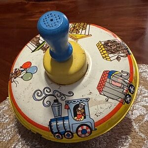 Classic Blue & Yellow Metal Spinning Top Toy for Kids